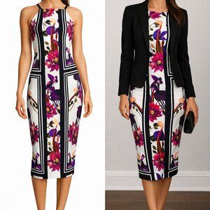 Vince Camuto size 8 floral bodycon midi dress